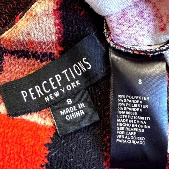 Perceptions NY Geometric Short Sleeves Stretchy Shift Tee Dress Pullover Size 8 - Picture 12 of 12